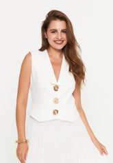 GG3020 White Gold Detail Pleated Midi